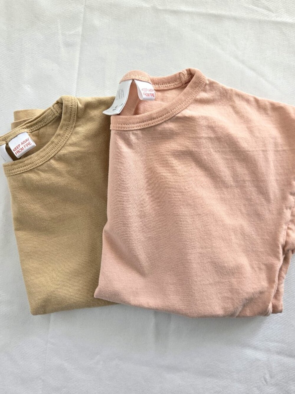 2 Zara Kids Basic Tees | Peach & Sand | Size 4-5Y